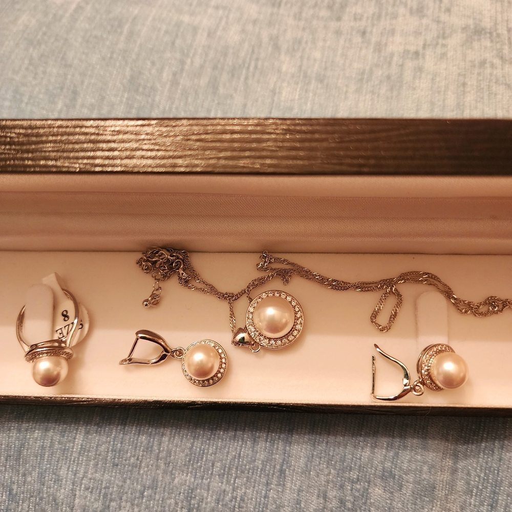Elegant Pearl Jewelry Set 925
